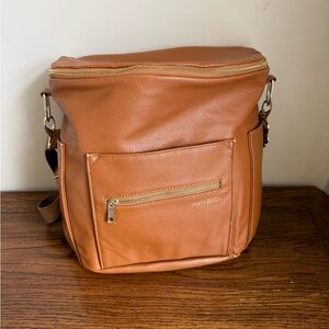 Fawn Design The Original Large Backpack Messenger Diaper Bag Brown Vegan Leather